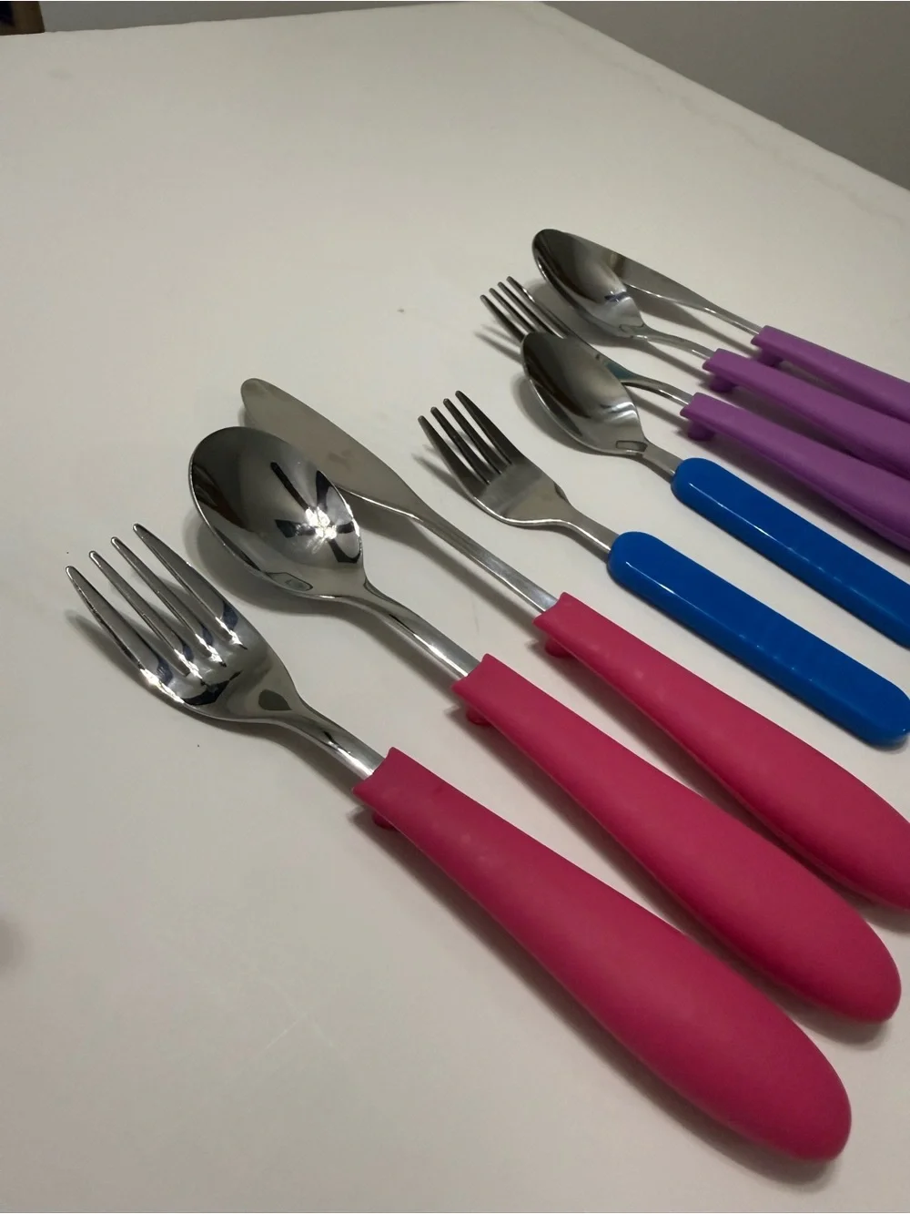 Toddlers- Kids Colorful Everyday Flatware Set — Pink, Blue & Purple Handles
